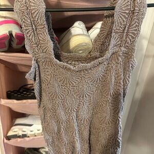 Free People Textured Tank Top in Taupe